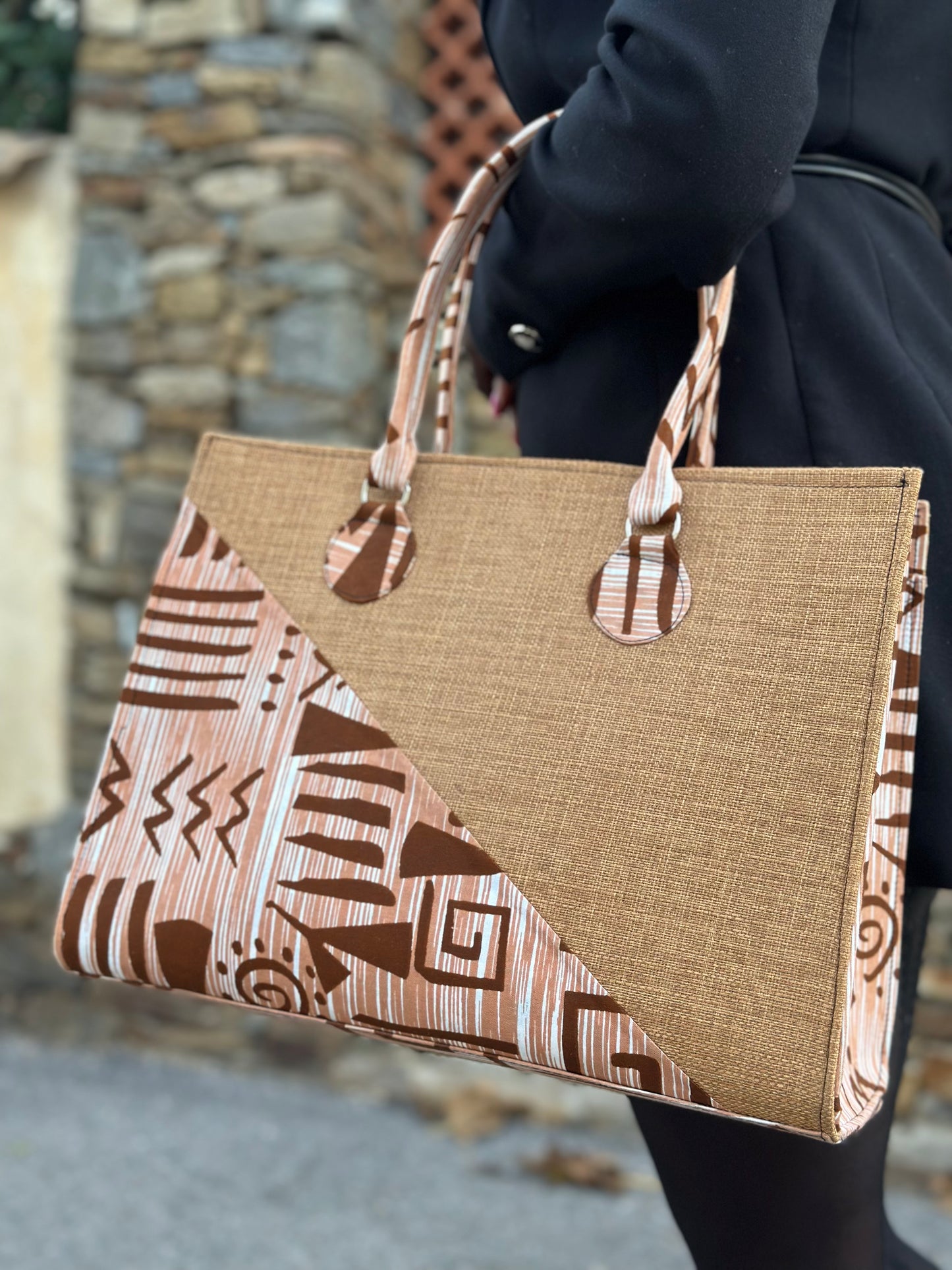 Grand Sac à Main en Tissu Bogolan Fait Main – Artisanat du Sénégal