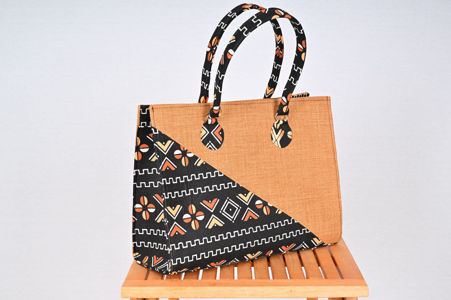 Grand Sac à Main en Tissu Bogolan Fait Main – Artisanat du Sénégal