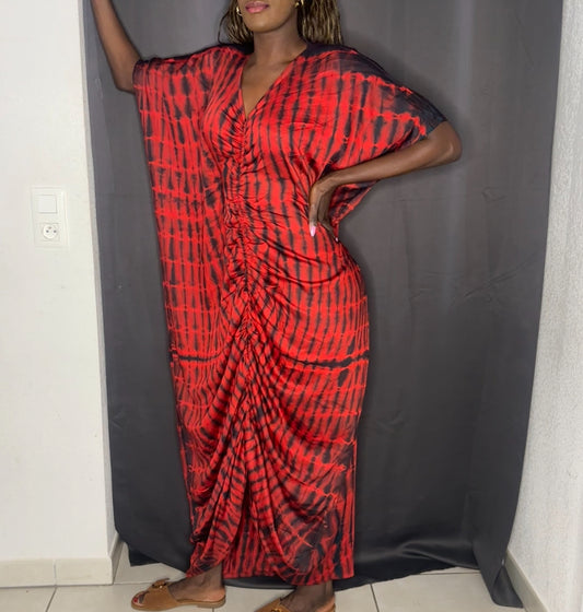 Robe Tie and Dye Rouge - Tissu Batik -40%
