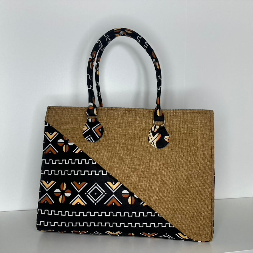 Grand Sac à Main en Tissu Bogolan Fait Main – Artisanat du Sénégal